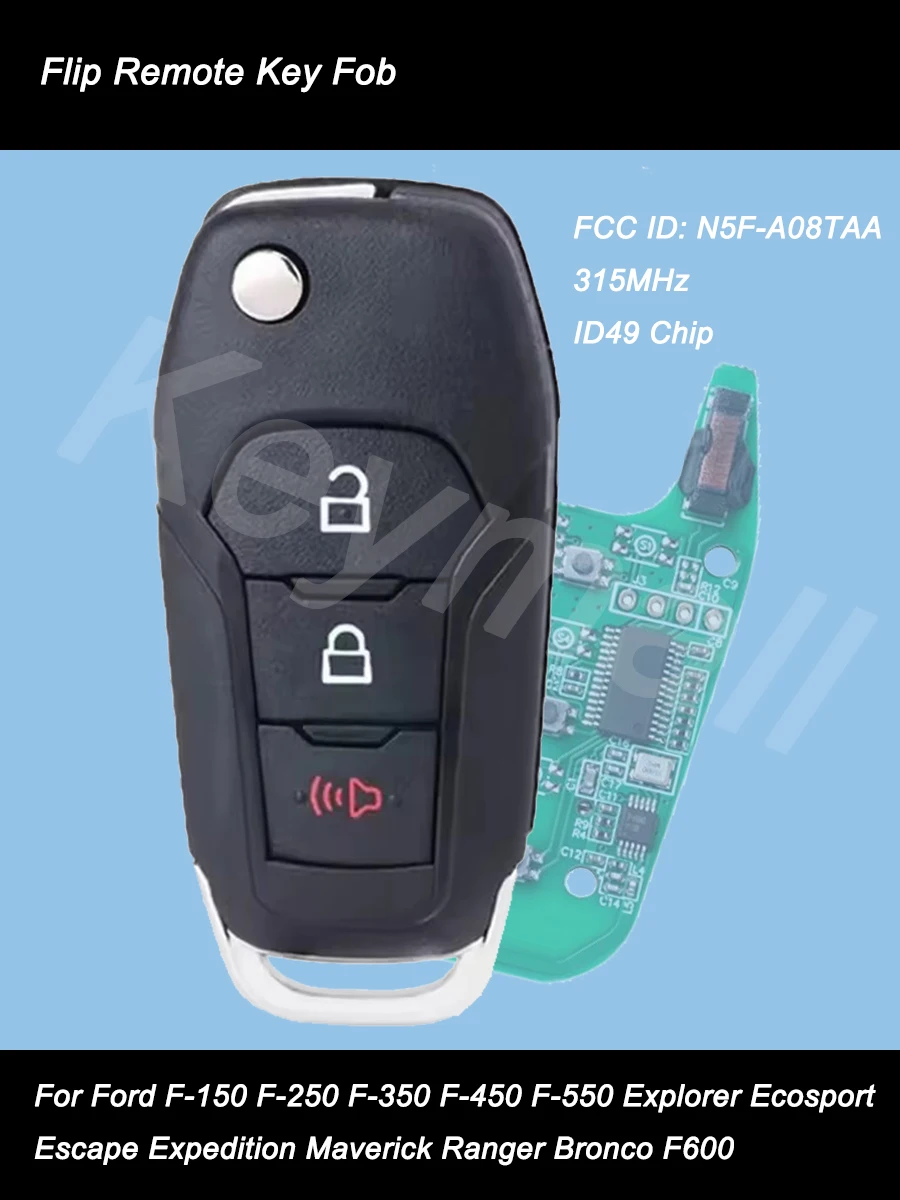 Откидной дистанционный ключ KEYECU с чипом ID49 315 МГц для Ford F-150 F-250 Explorer Ecosport F450 2015-2023 Fob N5F-A08TAA P/N: 164-R8130
Откидной дистанционный ключ KEYECU с чипом ID49 315 МГц для Ford F-150 F-250 Explorer Ecosport F450 2015-2023 Fob N5F-A08TAA P/N: 164-R8130