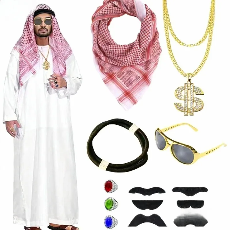 Новый мужской арабский головной убор (гутра/кэфия) из Дубая/Саудовской Аравии с повязкой агаль — аксессуар для арабского косплей-костюма
Новый мужской арабский головной убор (гутра/кэфия) из Дубая/Саудовской Аравии с повязкой агаль — аксессуар для арабского косплей-костюма