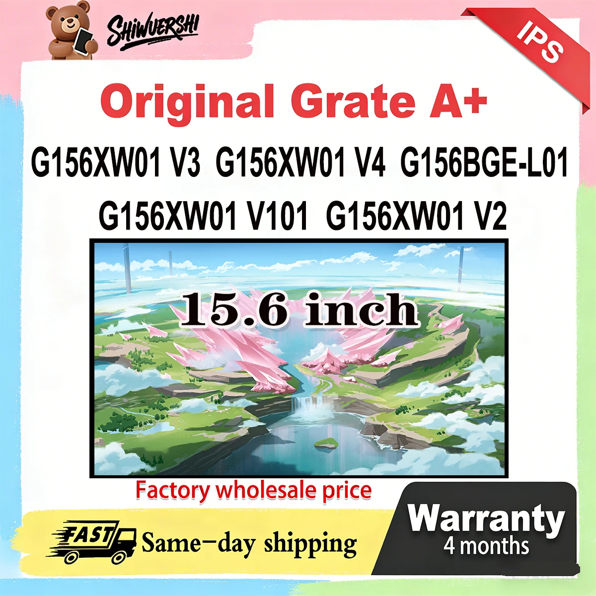 Original New A+ 15.6 inch Slim Laptop Lcd Screen Panel G156XW01 V101 G156XW01 V2 G156XW01 V3 G156XW01 V4 G156BGE-L01 60Hz
Original New A+ 15.6 inch Slim Laptop Lcd Screen Panel G156XW01 V101 G156XW01 V2 G156XW01 V3 G156XW01 V4 G156BGE-L01 60Hz