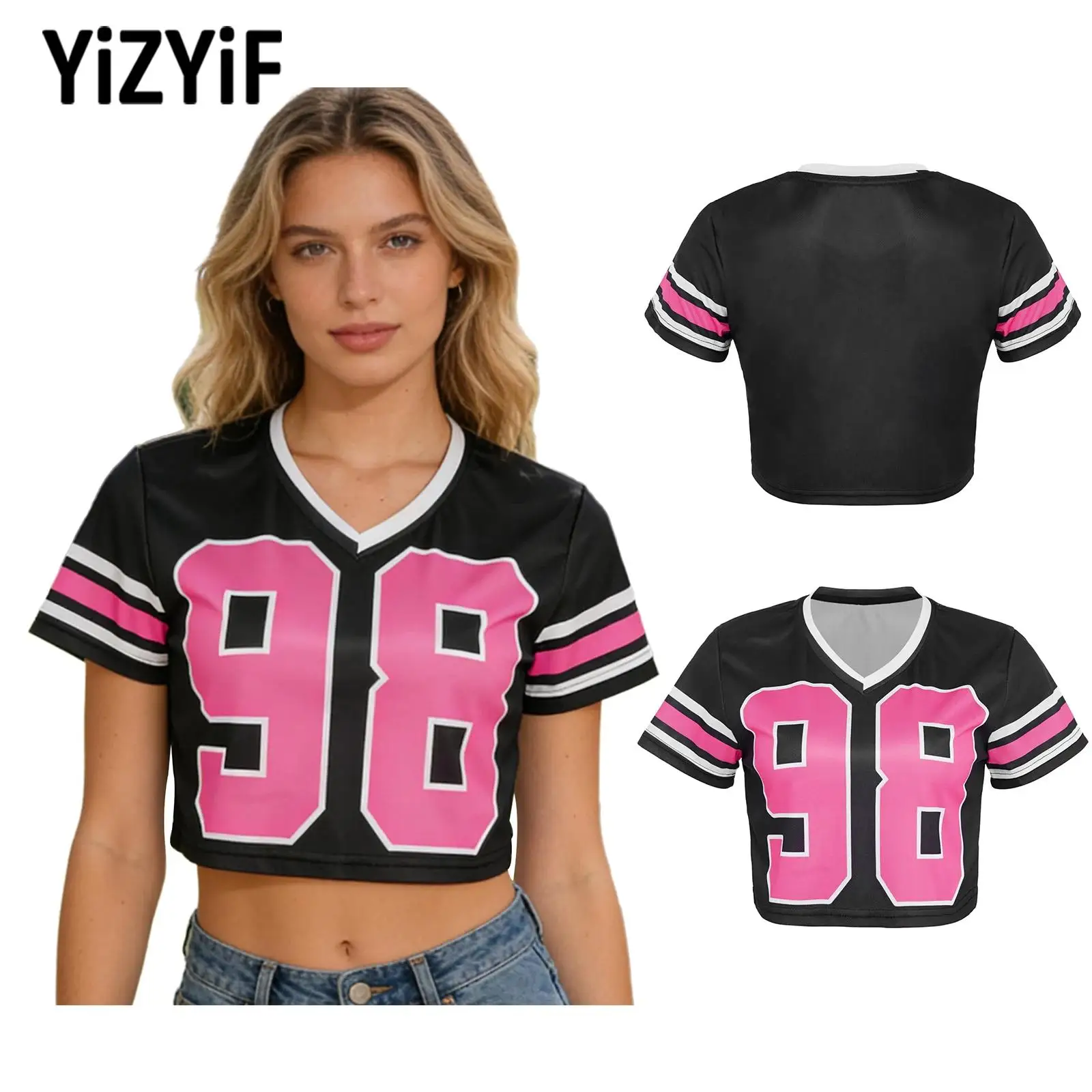 Basketball Tops for Womens Baseball Workout Sportswear Number Print Crop Top Short Sleeve T-shirt Cheerleading Hip Hop Dancewear
Basketball Tops for Womens Baseball Workout Sportswear Number Print Crop Top Short Sleeve T-shirt Cheerleading Hip Hop Dancewear