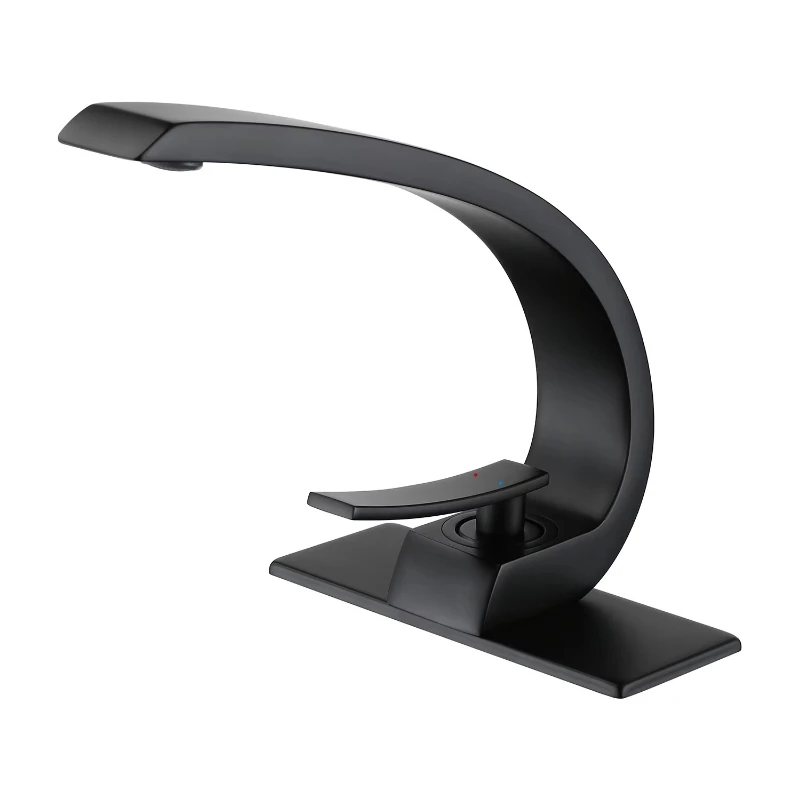 Matte black bathroom sink faucet, single handle brass washstand faucet
Matte black bathroom sink faucet, single handle brass washstand faucet