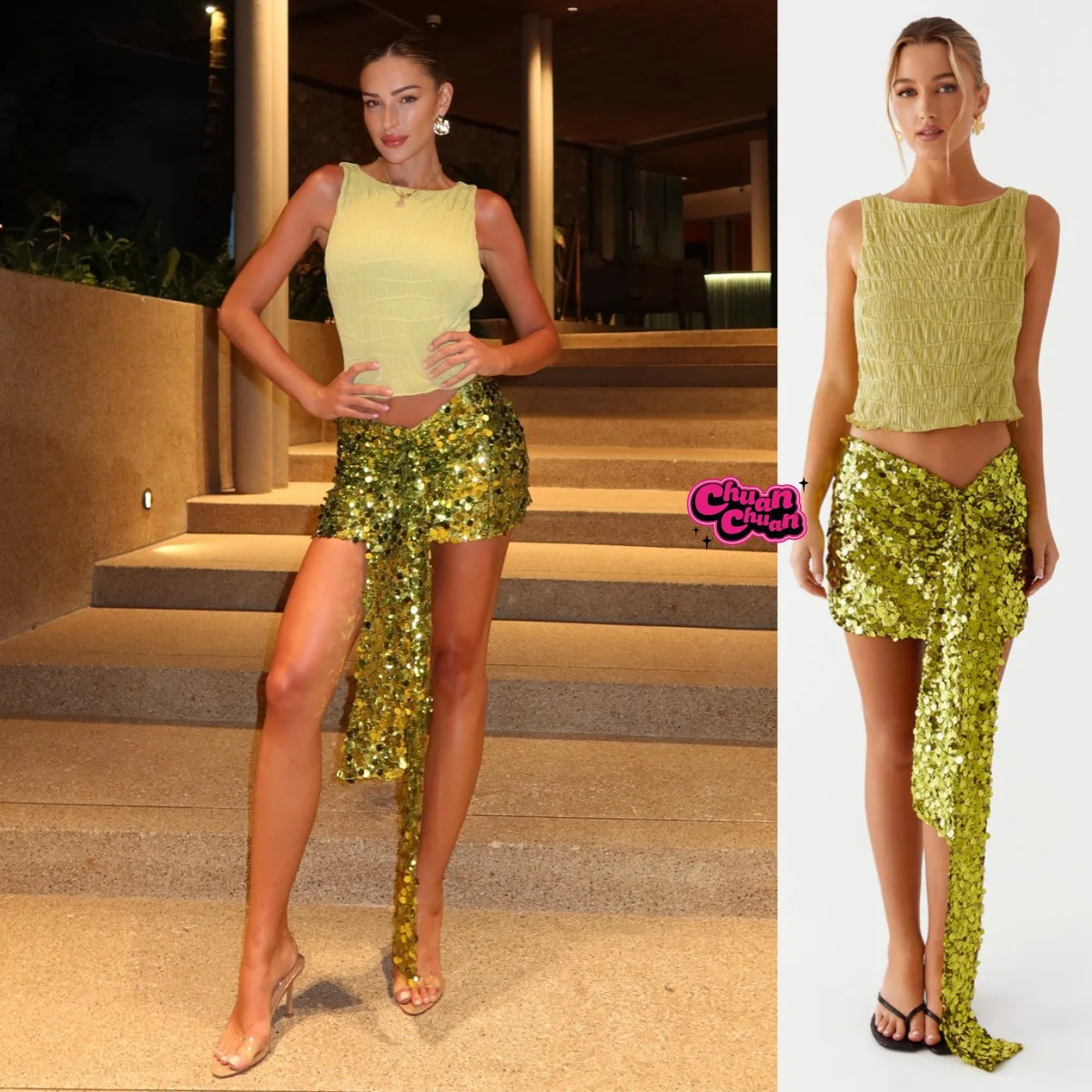 Peppermayo Sequin Skirt Set with Micro Pleats And Svel Design iny Commute Sle A-Line Skirt ort Length
Peppermayo Sequin Skirt Set with Micro Pleats And Svel Design iny Commute Sle A-Line Skirt ort Length