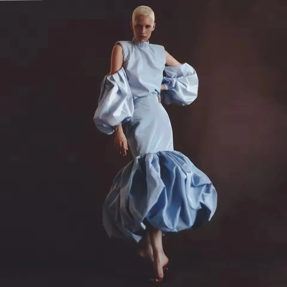 Couture Light Blue Puff Cap Sleeves Vintage Mermaid Maxi Dress To Party Ankle Length Bubble Women Dresses
Couture Light Blue Puff Cap Sleeves Vintage Mermaid Maxi Dress To Party Ankle Length Bubble Women Dresses
