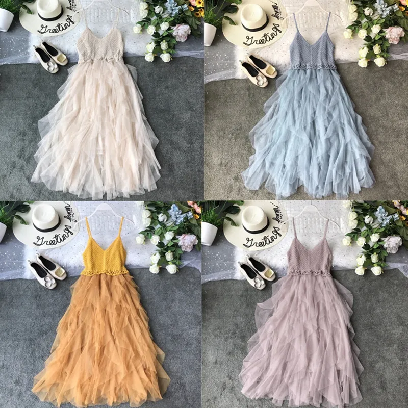 Womens Summer Crochet Knit Sleeveless A-Line Midi Long Dress Ruffle Tulle Mesh Stitching High Low Beach Holiday Dresses
Womens Summer Crochet Knit Sleeveless A-Line Midi Long Dress Ruffle Tulle Mesh Stitching High Low Beach Holiday Dresses