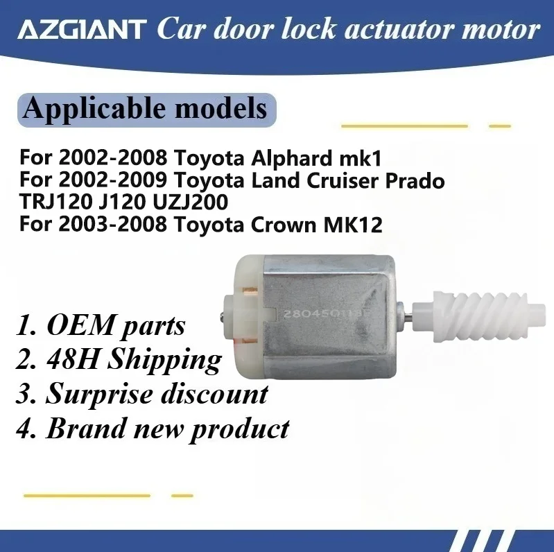 AZGIANT Door Lock Actuator Latch Motor Mechanism for Toyota Alphard mk1/Land Cruiser Prado TRJ120 J120 UZJ200/CrownMK12 car part
AZGIANT Door Lock Actuator Latch Motor Mechanism for Toyota Alphard mk1/Land Cruiser Prado TRJ120 J120 UZJ200/CrownMK12 car part