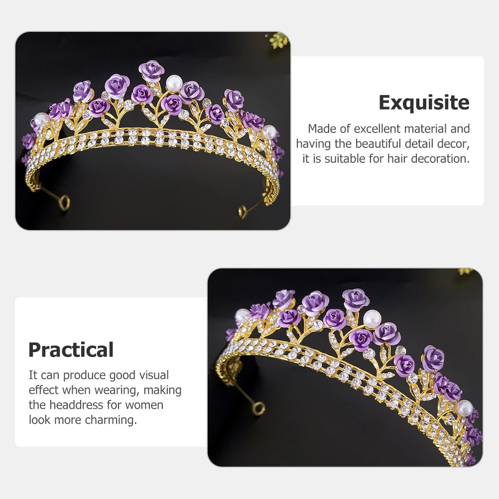 Crystal Crown Hair Accessories Girls Flower Decor Simulated Rose Bride Headdress Wedding Prom Birthday Party Photo Prop
Crystal Crown Hair Accessories Girls Flower Decor Simulated Rose Bride Headdress Wedding Prom Birthday Party Photo Prop