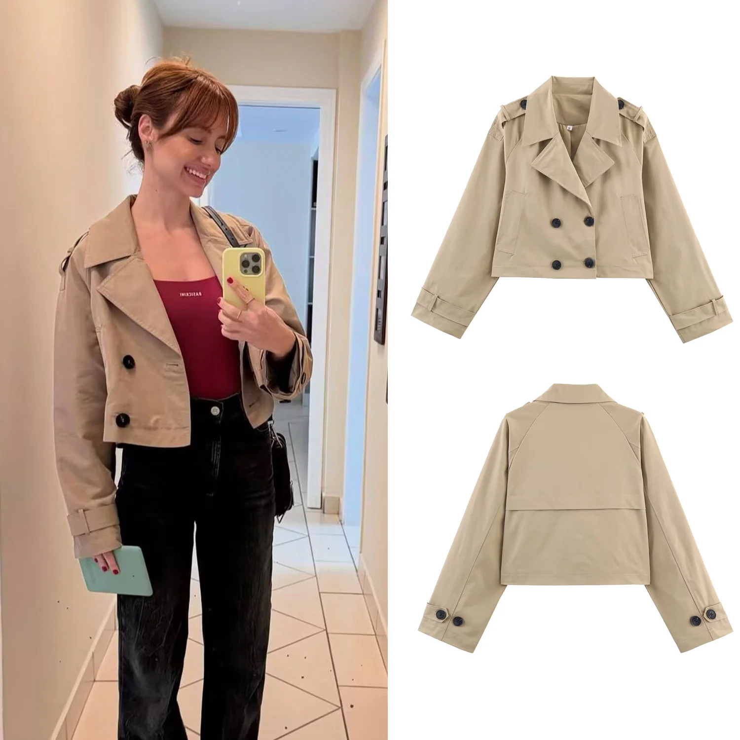 Women's Double Breasted Short Trench Jacket Female Turn-Down Collar Long Sleeve Coats Fashion Vintage Outerwear Chic Outwear
Women's Double Breasted Short Trench Jacket Female Turn-Down Collar Long Sleeve Coats Fashion Vintage Outerwear Chic Outwear