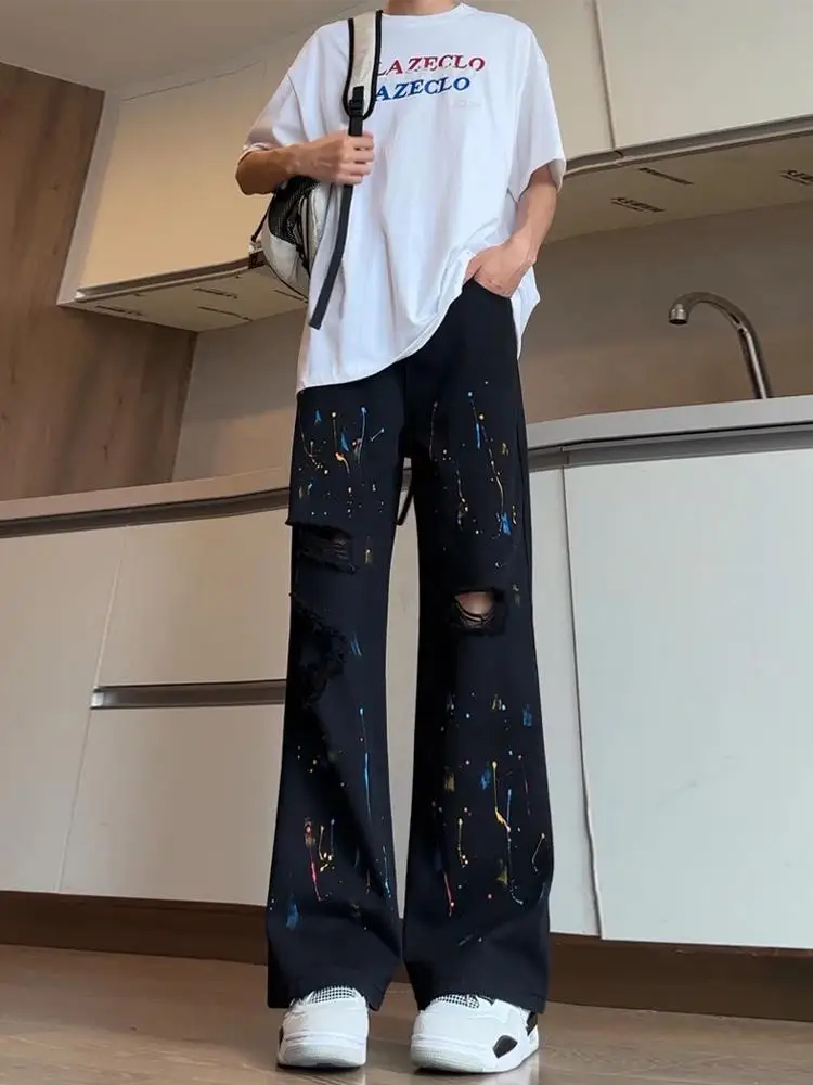 Bla Splaed Ink Hole Denim Jeans Men's Summer Trendy Straight Leg High Street Pants Loose Fit Casual Jeans Teenage Sle
Bla Splaed Ink Hole Denim Jeans Men's Summer Trendy Straight Leg High Street Pants Loose Fit Casual Jeans Teenage Sle