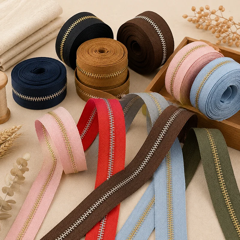 1-5Yards 5# Metal Zipper by the Yard Gold Silver Teeth Zip Tape for Coat Bag Garment Sewing Closure Repair Accessories Roll DIY
1-5Yards 5# Metal Zipper by the Yard Gold Silver Teeth Zip Tape for Coat Bag Garment Sewing Closure Repair Accessories Roll DIY