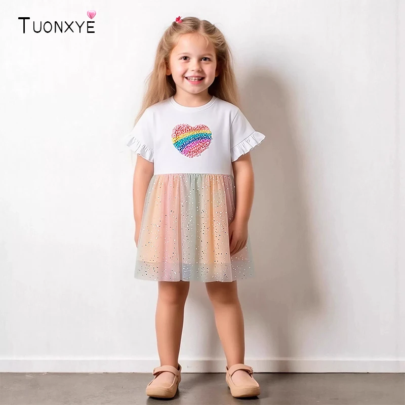 TUONXYE Girl Mesh Dresses Kids Party Dresses Love Heart Appliques Children's Princess Short Sleeve Dresses for Festive Costume
TUONXYE Girl Mesh Dresses Kids Party Dresses Love Heart Appliques Children's Princess Short Sleeve Dresses for Festive Costume