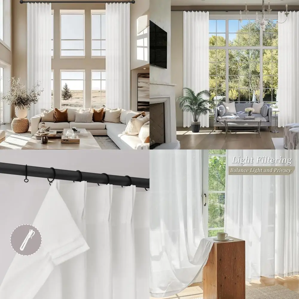High Ceiling Living Room Semi-Sheer White Linen Pinch Pleat Curtains 40x168 with Hooks
High Ceiling Living Room Semi-Sheer White Linen Pinch Pleat Curtains 40x168 with Hooks
