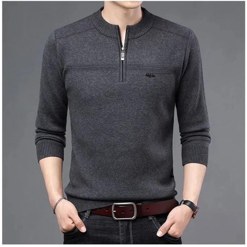 Smart Casual Autumn Winter Men Mock Neck Flocking Half Zipper Plus Velvet Thicken Fashion Long Sleeve Slim Pullovers Knitted Top
Smart Casual Autumn Winter Men Mock Neck Flocking Half Zipper Plus Velvet Thicken Fashion Long Sleeve Slim Pullovers Knitted Top