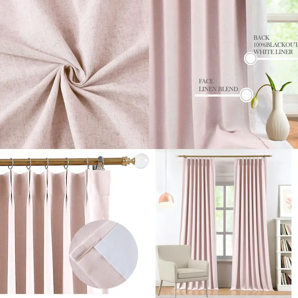 Soft Pink Pinch Pleated Blackout Curtains, Linen Blend, 40 x 84, Pair with Hooks
Soft Pink Pinch Pleated Blackout Curtains, Linen Blend, 40 x 84, Pair with Hooks