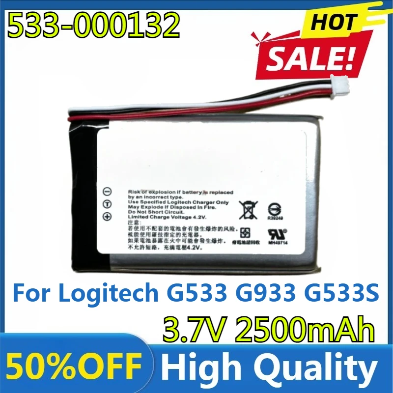 New High Quality Replaceable 2500mAh 533-000132 Battery for Logitech G533 G933 G533S G933S G935 Headset Earphone
New High Quality Replaceable 2500mAh 533-000132 Battery for Logitech G533 G933 G533S G933S G935 Headset Earphone