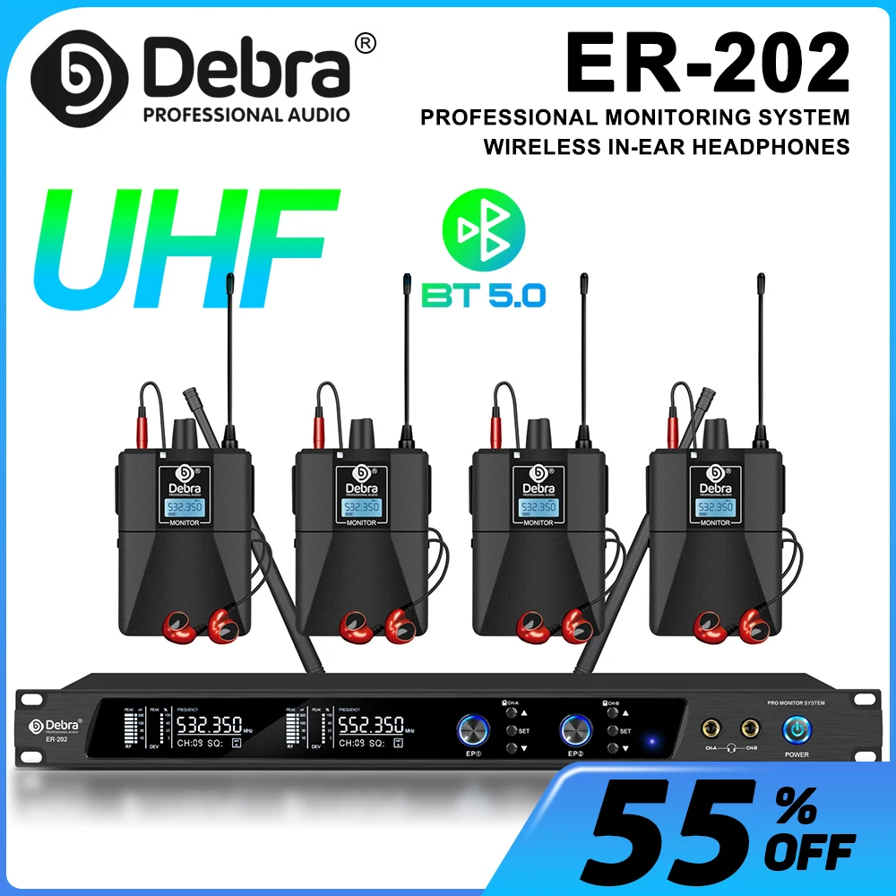 IKGE ER-202 Professional Stereo Wireless In-Ear Monitor System with Bluetooth 5.0 UHF for Stage, Theatre, Recording Studio
IKGE ER-202 Professional Stereo Wireless In-Ear Monitor System with Bluetooth 5.0 UHF for Stage, Theatre, Recording Studio