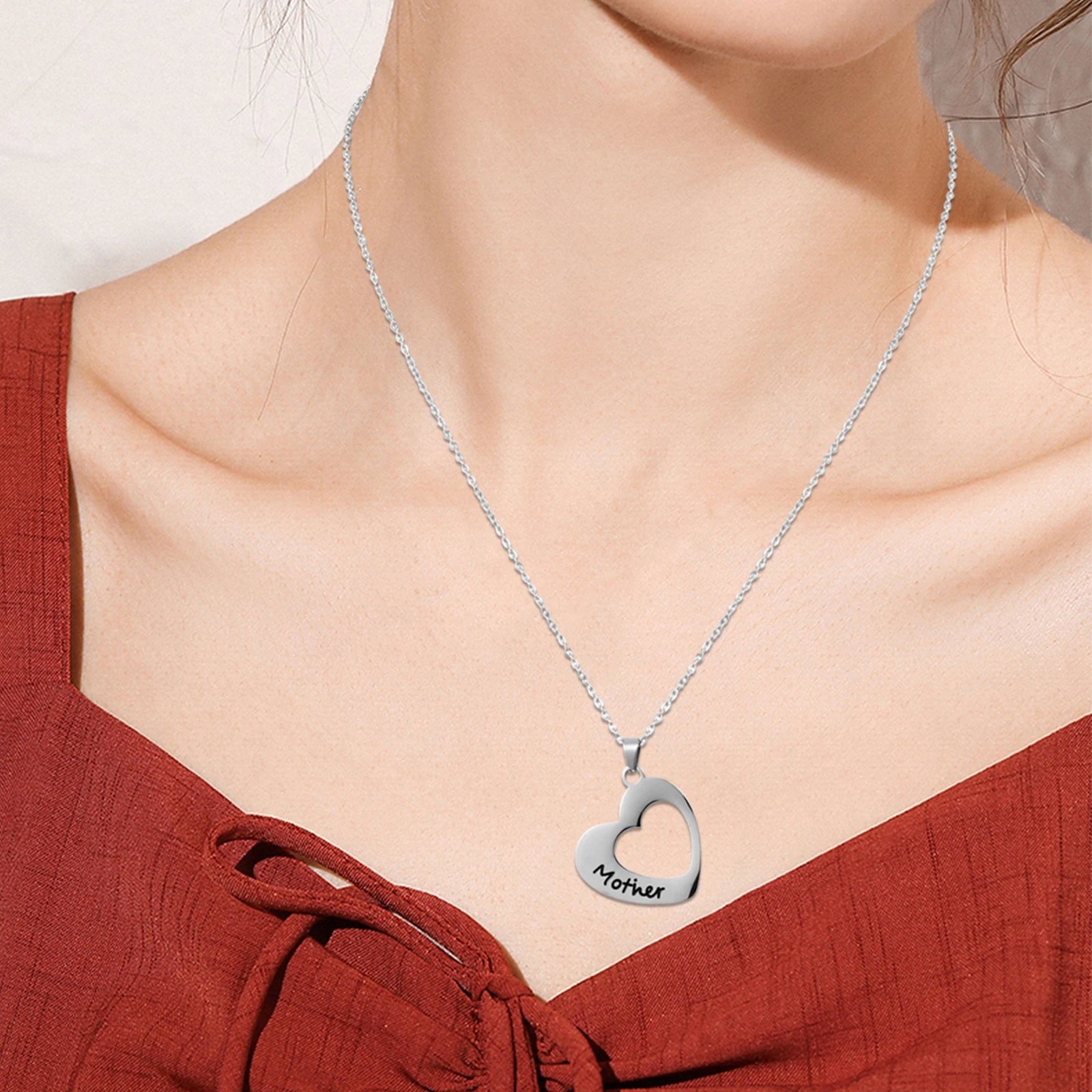 2Pcs Stainless Steel Heart Pendant Necklace English Letters Gift for Mother Party Festival Gathering Shopping Necklace Pendant 
2Pcs Stainless Steel Heart Pendant Necklace English Letters Gift for Mother Party Festival Gathering Shopping Necklace Pendant