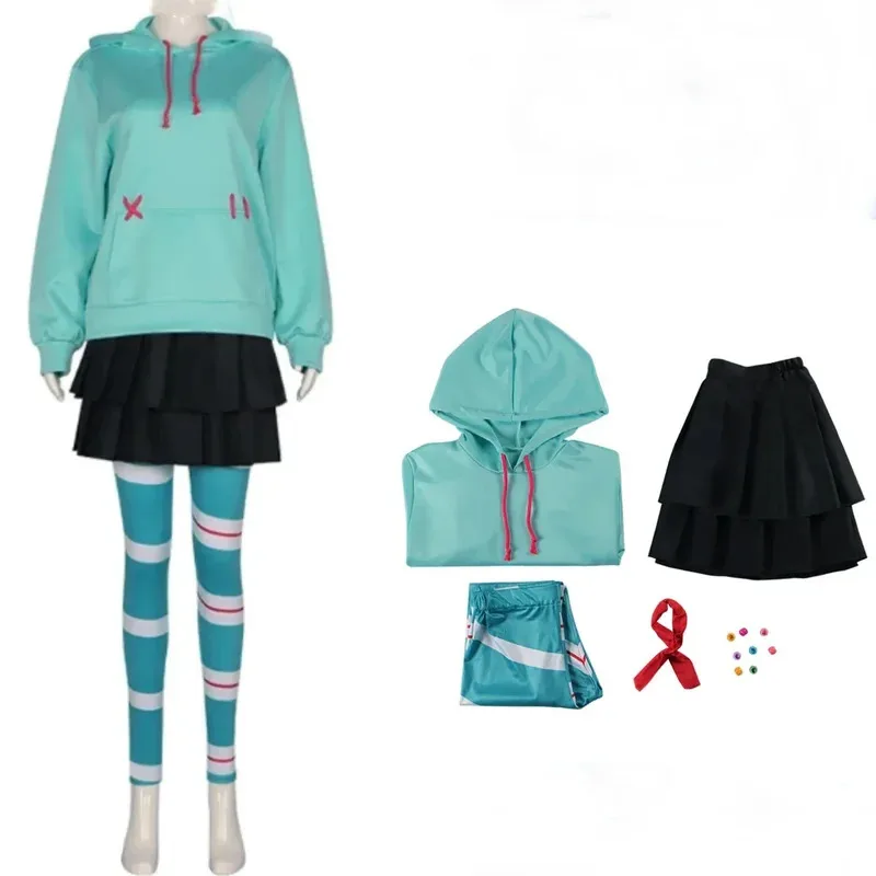 Аниме Vanellope von Schweetz, карнавальный костюм для взрослых, женщин и девочек, толстовки с капюшоном, юбка, леггинсы, униформа, наряд на Хэллоуин, вечерние
Аниме Vanellope von Schweetz, карнавальный костюм для взрослых, женщин и девочек, толстовки с капюшоном, юбка, леггинсы, униформа, наряд на Хэллоуин, вечерние