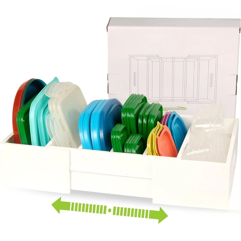 Expandable Cabinet Organizer for Food Storage Container Lids, Bamboo Drawer Caddy Adjustable Dividers, (White)
Expandable Cabinet Organizer for Food Storage Container Lids, Bamboo Drawer Caddy Adjustable Dividers, (White)