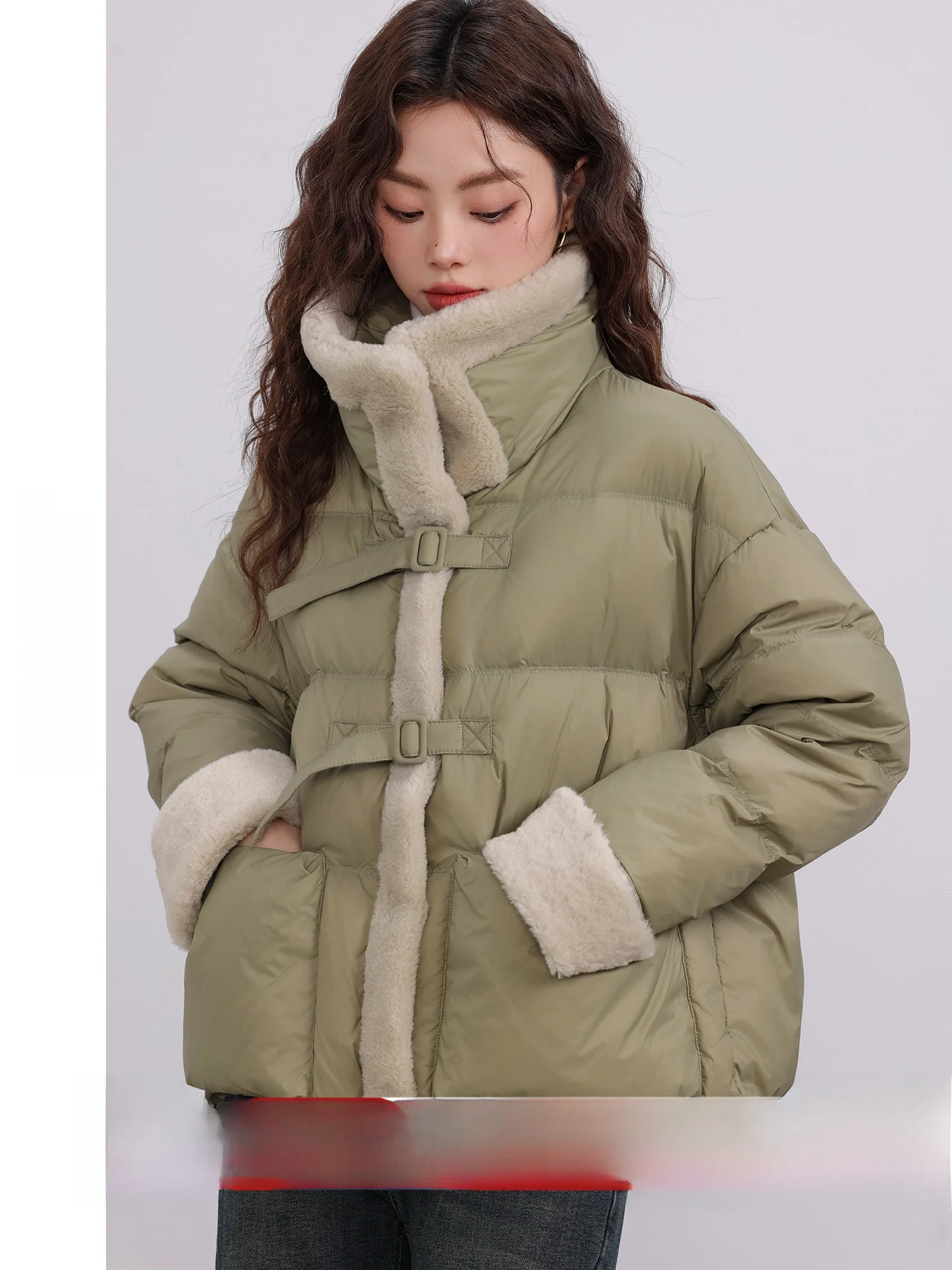 Warm Green Fleece Lined Stand Collar down Jacket Women's Fashion Commute Style Korean Version Nylon Material Thick Long Sleeve
Warm Green Fleece Lined Stand Collar down Jacket Women's Fashion Commute Style Korean Version Nylon Material Thick Long Sleeve