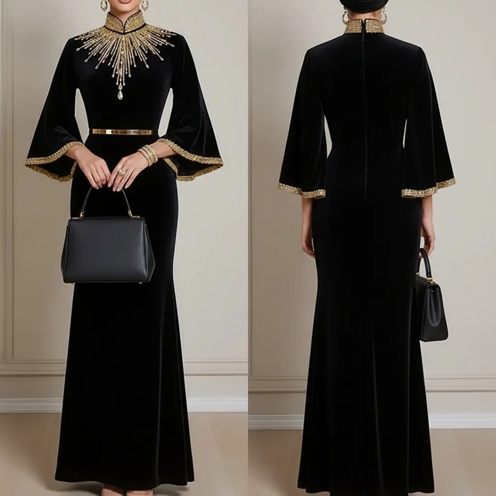 Customized Modern Style Formal Jersey Rhinestone Draped Straight High Collar Long Dresses Bespoke Occasion Dresses High Quality
Customized Modern Style Formal Jersey Rhinestone Draped Straight High Collar Long Dresses Bespoke Occasion Dresses High Quality