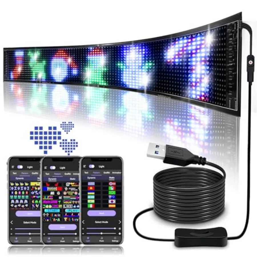 Programmable LED Sign Scrolling LED Ticker Super Bright Advertising Signs Flexible 27''x5'' USB 5V APP Control Customizable Tex
Programmable LED Sign Scrolling LED Ticker Super Bright Advertising Signs Flexible 27''x5'' USB 5V APP Control Customizable Tex