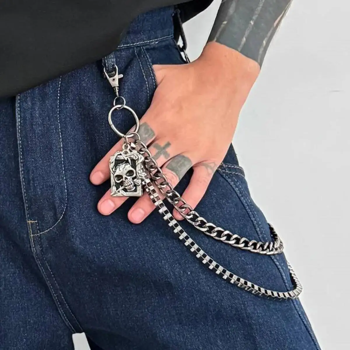 SHIXIN Gothic Punk Skull Waist Chain Trousers Hipster Pant Chain Men Metal Multilayer Wallet Belt Keychain Halloween Jewelry
SHIXIN Gothic Punk Skull Waist Chain Trousers Hipster Pant Chain Men Metal Multilayer Wallet Belt Keychain Halloween Jewelry