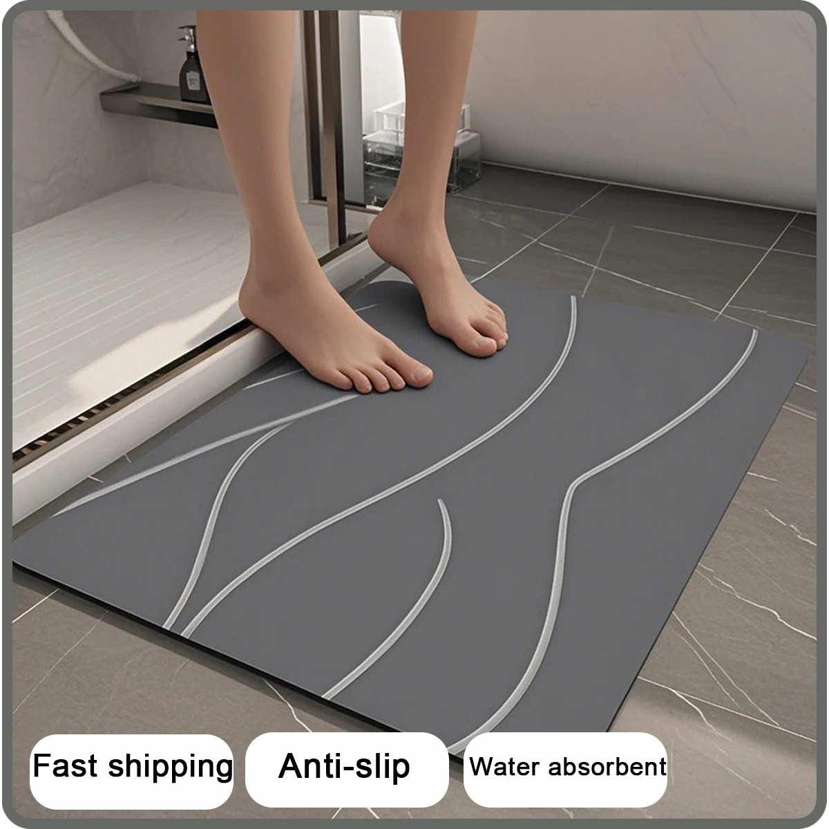 1pc Geometric Wave Design Quick-Dry, Non-Slip Diatom Mud Bathroom Mat,Modern Bathroom/entrance Mat tapis salle de bain/욕실 매트
1pc Geometric Wave Design Quick-Dry, Non-Slip Diatom Mud Bathroom Mat,Modern Bathroom/entrance Mat tapis salle de bain/욕실 매트