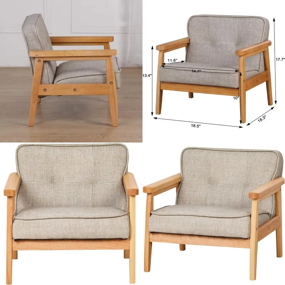 Upholstered Kids' Chair with Solid Wood and Linen Fabric, Grey Options
Upholstered Kids' Chair with Solid Wood and Linen Fabric, Grey Options