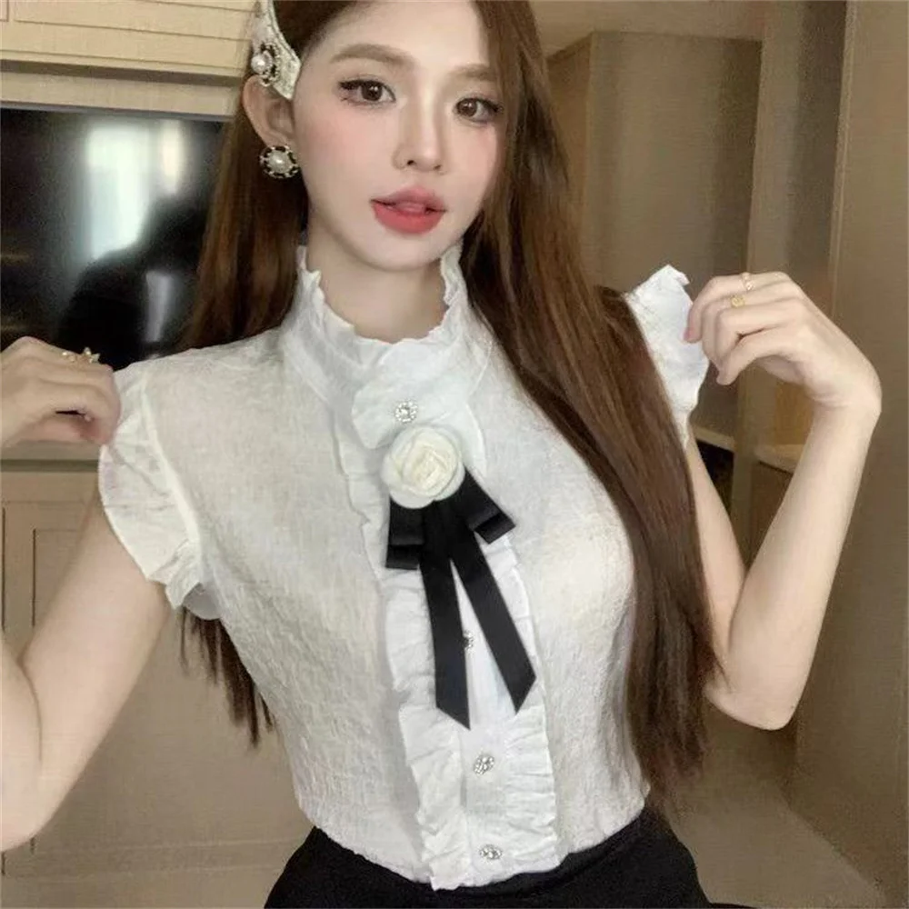 Shirts Women Elegant Flying Sleeve Sweet Ruffles Princess Tops Casual Summer Streetwear All-match Basic School Girl Vintage Tops
Shirts Women Elegant Flying Sleeve Sweet Ruffles Princess Tops Casual Summer Streetwear All-match Basic School Girl Vintage Tops