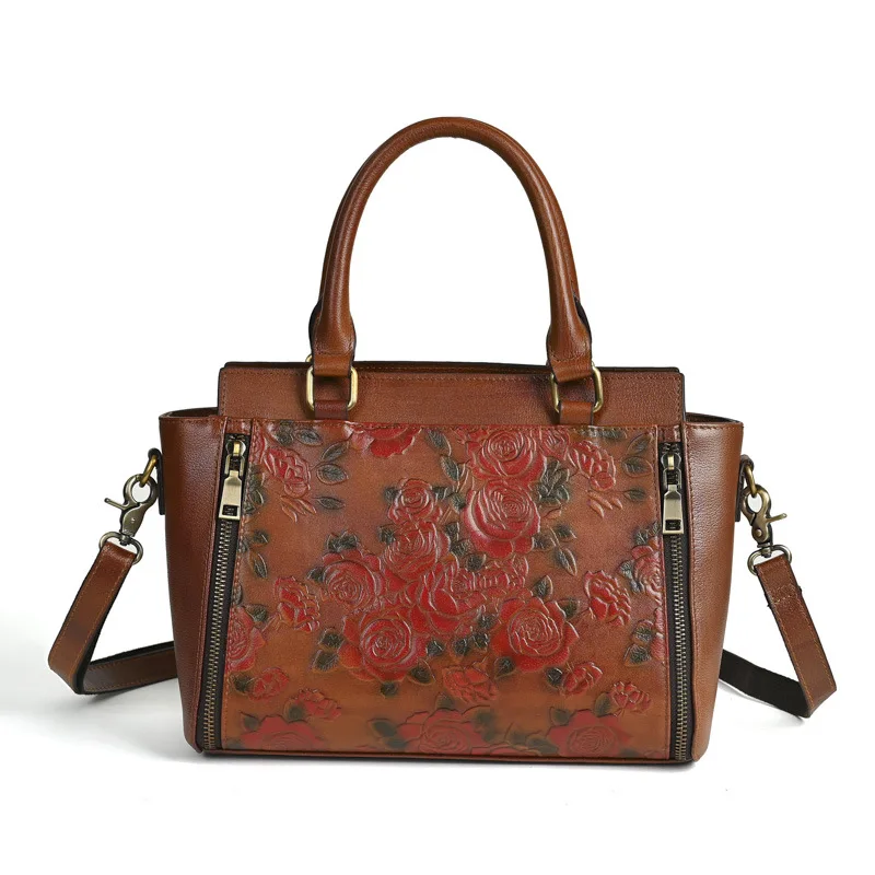 Floral Genuine Leather Handbag Women Luxury Vintage Cowhide Tote Bag Fashion Ladies Cow Leather Shoulder or Crossbody Bags
Floral Genuine Leather Handbag Women Luxury Vintage Cowhide Tote Bag Fashion Ladies Cow Leather Shoulder or Crossbody Bags