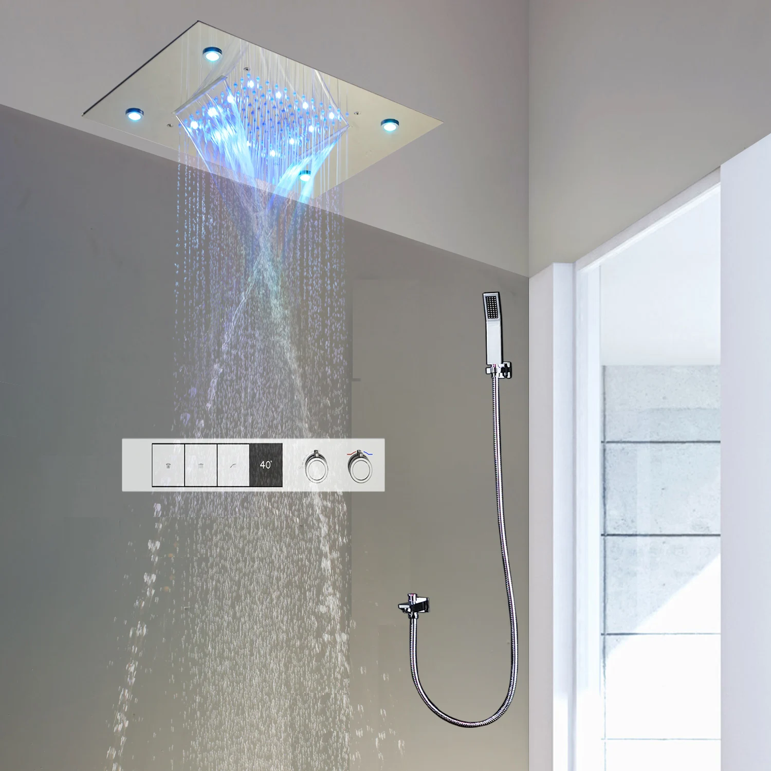 hm 500*360mm Ceiling Waterfall Shower System LED Rainfall Shower Head Concealed Faucets Set Digital Display Thermostatic Valve
hm 500*360mm Ceiling Waterfall Shower System LED Rainfall Shower Head Concealed Faucets Set Digital Display Thermostatic Valve