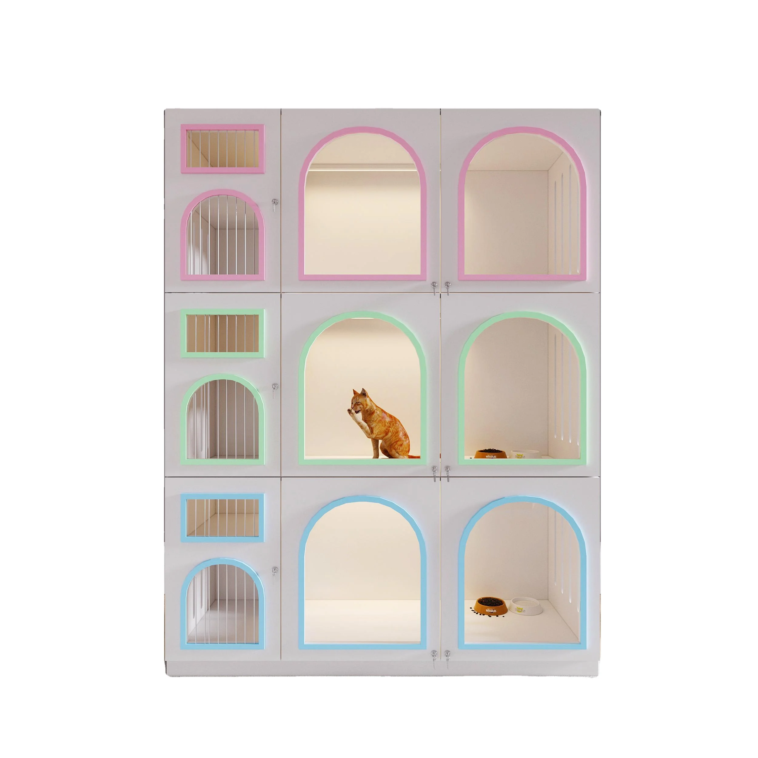 Rainbow Color Waterproof Indoor Cat Shelter House Solid Wooden Villa Tempered Glass Pet Furniture Cat Villa Cage
Rainbow Color Waterproof Indoor Cat Shelter House Solid Wooden Villa Tempered Glass Pet Furniture Cat Villa Cage