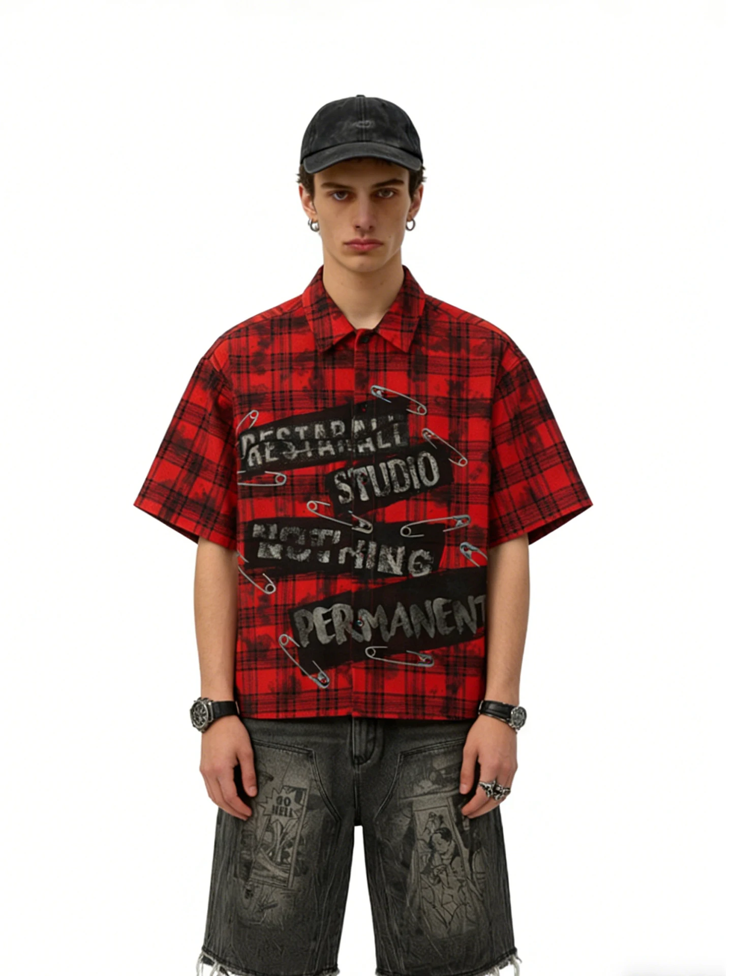BETEBULE American Retro Print Plaid Button up Short Sleeve Loose Men's Shirt Summer Trendy Casual Loose Fit Upper Apparel
BETEBULE American Retro Print Plaid Button up Short Sleeve Loose Men's Shirt Summer Trendy Casual Loose Fit Upper Apparel