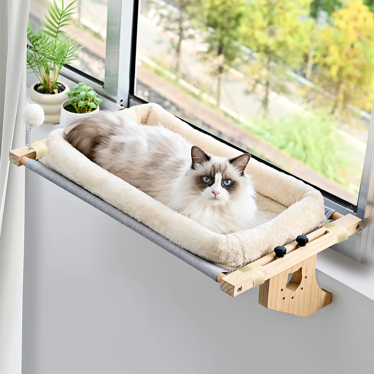 No-Drill Cat Hammock Solutions: Solid Wood (Permanent Mount) OR Suction Cup (Rental-Friendly) - 40Lb Capacity Perch with Plush Pad for Windows, Desks & Bedside Relaxation
No-Drill Cat Hammock Solutions: Solid Wood (Permanent Mount) OR Suction Cup (Rental-Friendly) - 40Lb Capacity Perch with Plush Pad for Windows, Desks & Bedside Relaxation