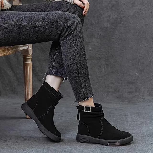 Women's Chelsea Boots Thick Bottom Boots British Style High Top Velvet Material Winter Warm Rubber Sole round Toe
Women's Chelsea Boots Thick Bottom Boots British Style High Top Velvet Material Winter Warm Rubber Sole round Toe
