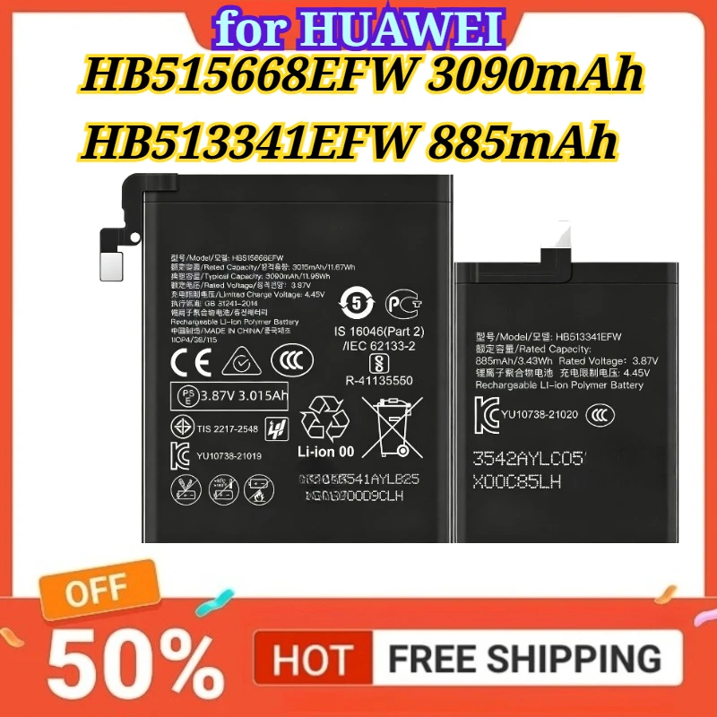 New Battery HB515668EFW 3090mAh HB513341EFW 885mAh for HUAWEI P50 Pocket BAL-AL00/80 Battery Mobile Phone Battery
New Battery HB515668EFW 3090mAh HB513341EFW 885mAh for HUAWEI P50 Pocket BAL-AL00/80 Battery Mobile Phone Battery