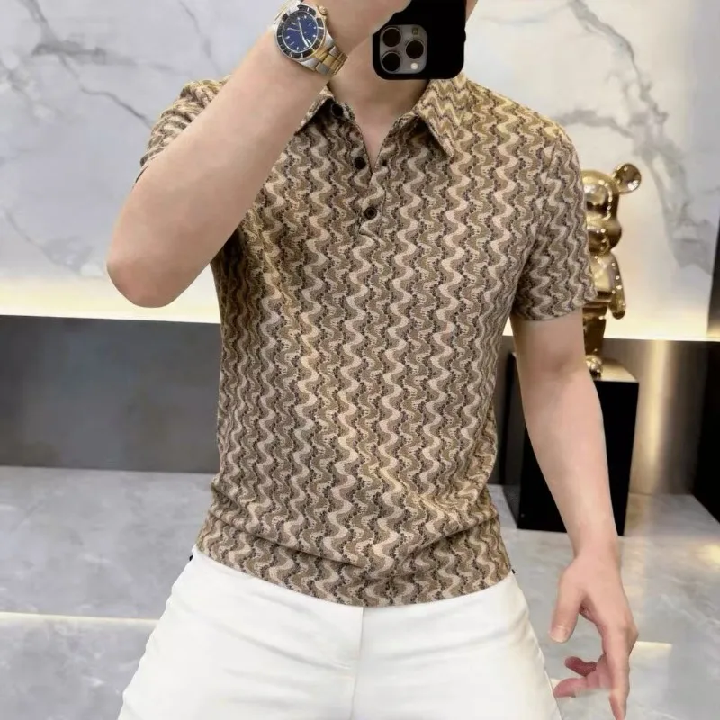Trendy Summer Retro Striped Polo Shirt Men's Slim Fit Short Sleeved Casual Social T-shirt Ice Silk Breathable Street T-shirts
Trendy Summer Retro Striped Polo Shirt Men's Slim Fit Short Sleeved Casual Social T-shirt Ice Silk Breathable Street T-shirts