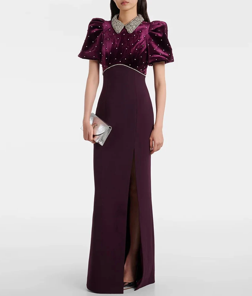 MCDV Customized High Quality Jersey Straight Crystal Evening Dress Temperament O-neck Short Sleeves Floor Length Prom Gowns
MCDV Customized High Quality Jersey Straight Crystal Evening Dress Temperament O-neck Short Sleeves Floor Length Prom Gowns