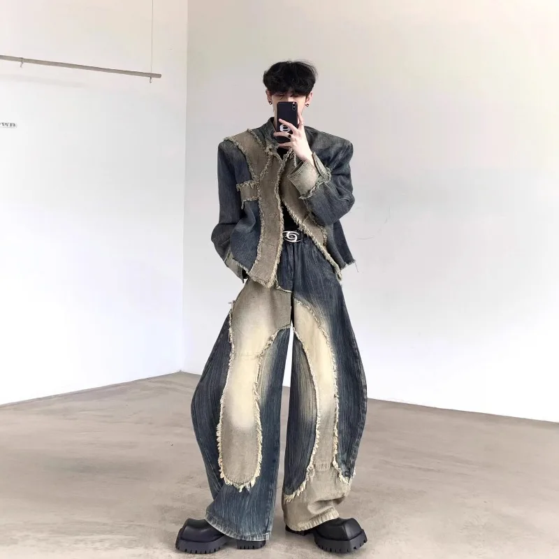 Y2k New Frayed Edge Spliced Waste Earth Style High Street Wide Leg Pants Men Korean Retro Denim Jacket and Casual Baggy Jeans
Y2k New Frayed Edge Spliced Waste Earth Style High Street Wide Leg Pants Men Korean Retro Denim Jacket and Casual Baggy Jeans