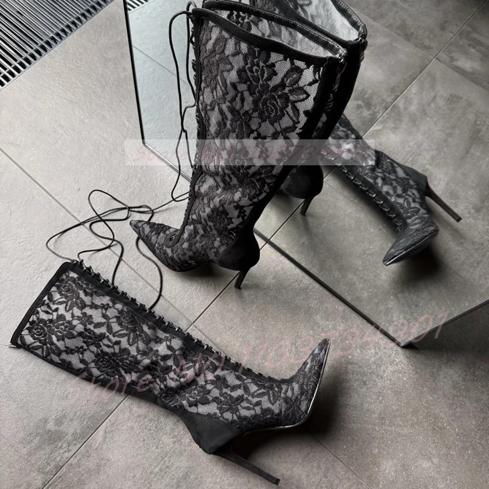 Floral Lace Corset Lace-Up Knee High Boots Women Sexy Pointed Toe Stiletto High Heels Shoes Lady Elegant Nightclub Boots
Floral Lace Corset Lace-Up Knee High Boots Women Sexy Pointed Toe Stiletto High Heels Shoes Lady Elegant Nightclub Boots