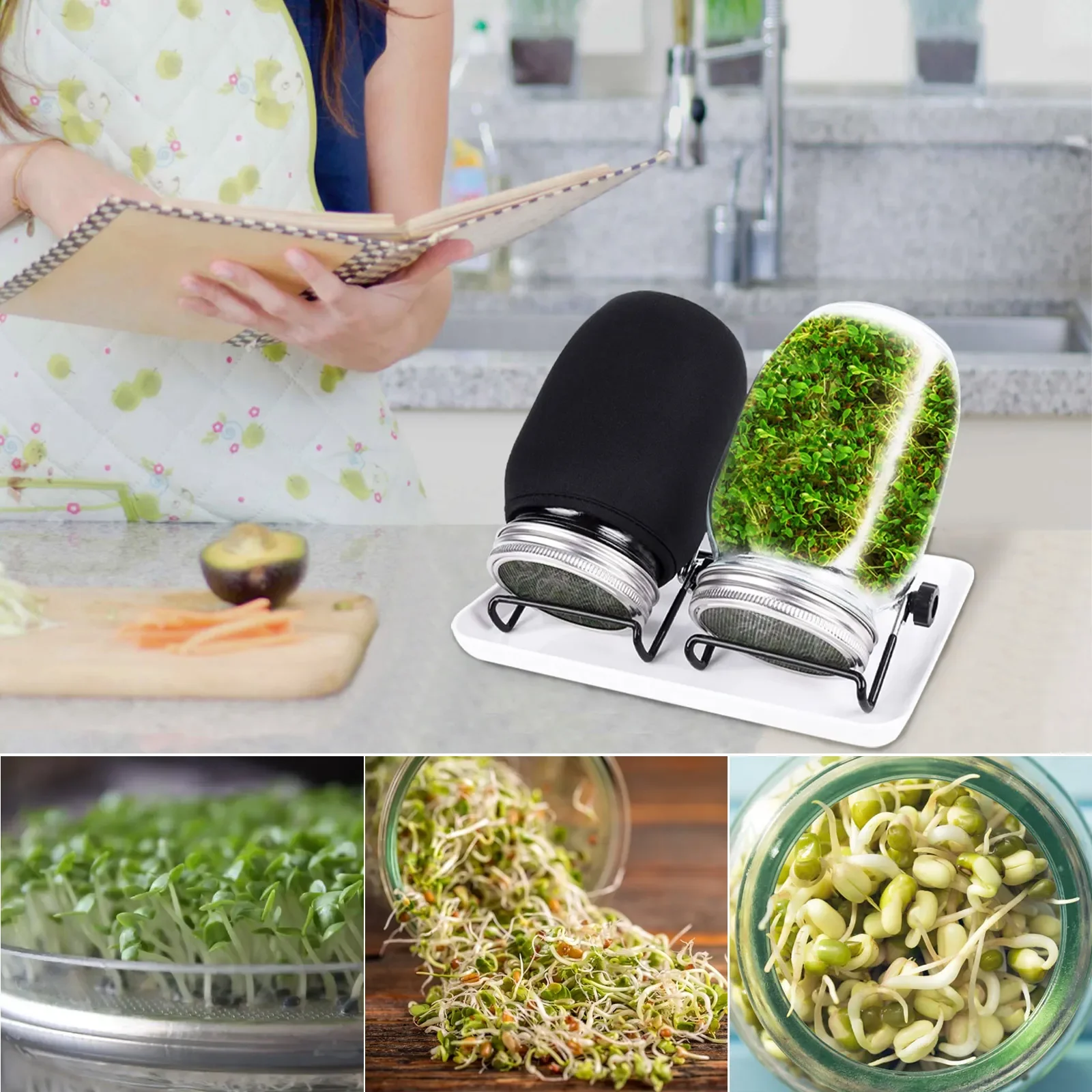 Sprouting Lids With Stainless Steel Screen For Two Wide Mouth Mason Jars Germination Kit Sprout Maker Seedling Tray Dropshipping
Sprouting Lids With Stainless Steel Screen For Two Wide Mouth Mason Jars Germination Kit Sprout Maker Seedling Tray Dropshipping