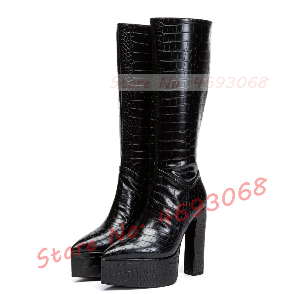 Black Crock Pointy Platform Knee High Boots Women Sexy Chunky High Heel Shoes New In Office Ladies Casual Side Zipper Tall Boots
Black Crock Pointy Platform Knee High Boots Women Sexy Chunky High Heel Shoes New In Office Ladies Casual Side Zipper Tall Boots