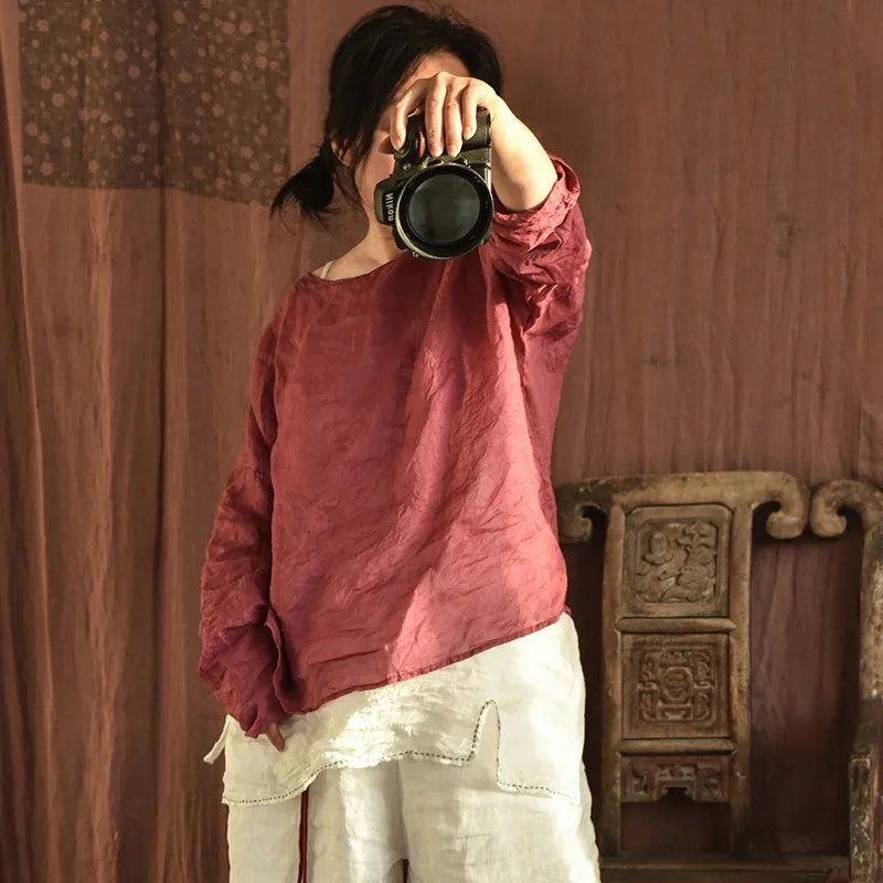 Women Long Sleeve Casual T-shirts New 2024 Autumn Vintage Style O-neck Solid Color Loose Female Cotton Linen Tops Tees M219
Women Long Sleeve Casual T-shirts New 2024 Autumn Vintage Style O-neck Solid Color Loose Female Cotton Linen Tops Tees M219