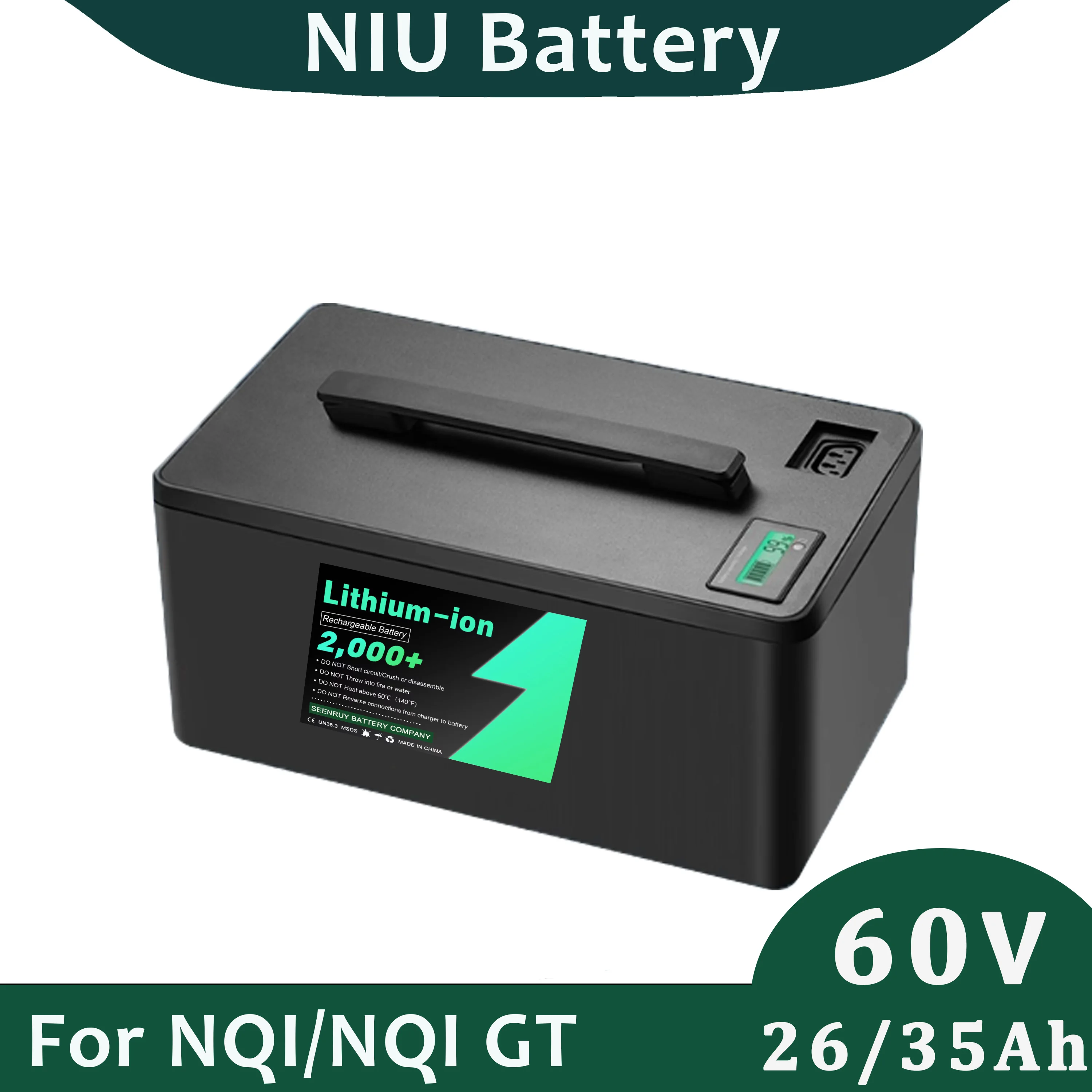 NIU Lithium Battery Pack Original Replacement Li-ion 60V 26Ah 35Ah For NQI NQI GT Electrict Scooter with 5A Charger
NIU Lithium Battery Pack Original Replacement Li-ion 60V 26Ah 35Ah For NQI NQI GT Electrict Scooter with 5A Charger