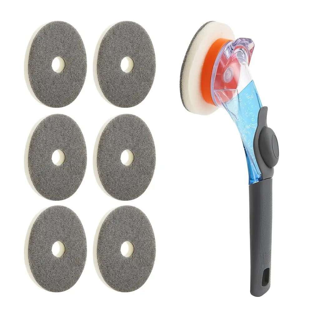 Dish Wand with Soap Dispenser, Scrubber Brush with 6 Replaceable Magic Tape Sponge Pads for Cleaning Dishes, Kitchen Sink, P
Dish Wand with Soap Dispenser, Scrubber Brush with 6 Replaceable Magic Tape Sponge Pads for Cleaning Dishes, Kitchen Sink, P