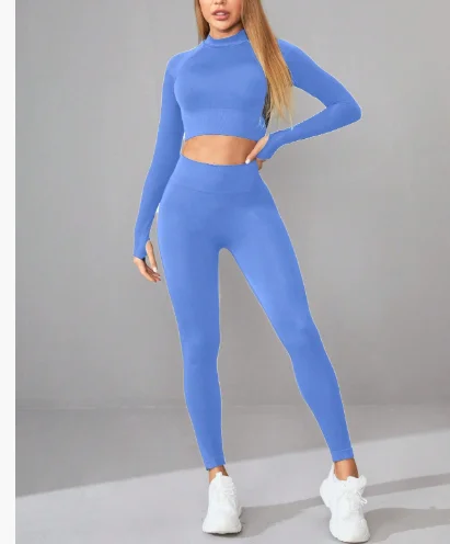 Sport Women's Fashion Elastic Seamless Yoga Long Sleeve Cropped Top And Leggings Sports Suit Gym Set Workout Women Set
Sport Women's Fashion Elastic Seamless Yoga Long Sleeve Cropped Top And Leggings Sports Suit Gym Set Workout Women Set