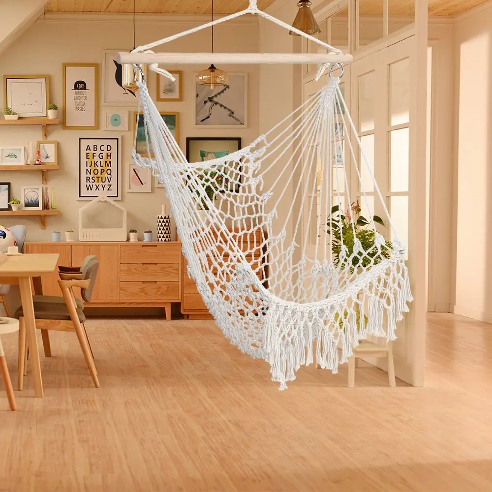 Hammock Chairs,Cotton Rope Sling with Tassel Beige for Indoor/Outdoor Home Patio Deck Yard Garden Reading Leisure Lounging
Hammock Chairs,Cotton Rope Sling with Tassel Beige for Indoor/Outdoor Home Patio Deck Yard Garden Reading Leisure Lounging