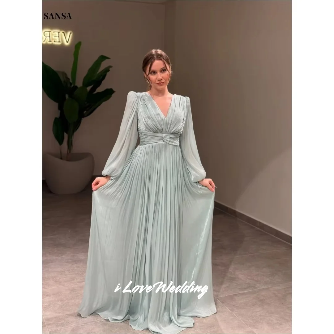 Blue V-Neck Prom Dresses Long Sleeve A-Line Floor-Length Wedding Party Dresses فساتين سهرة Evening Dresses Customized
Blue V-Neck Prom Dresses Long Sleeve A-Line Floor-Length Wedding Party Dresses فساتين سهرة Evening Dresses Customized