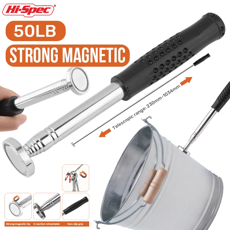 Hi-Spec 50LB Strong Magnetic Telescopic Picker for Hard To Reach Retractable Stainless Steel Pen Pickup Stick Magnet Pickup Tool
Hi-Spec 50LB Strong Magnetic Telescopic Picker for Hard To Reach Retractable Stainless Steel Pen Pickup Stick Magnet Pickup Tool