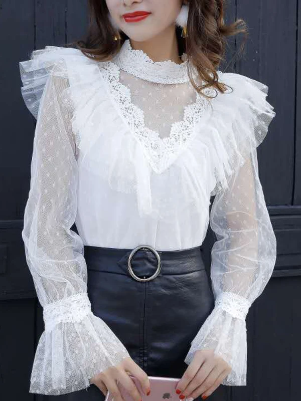 Women's Floral Lace Blouse Sweet Turtlene Spring Autumn Cleanfit A-Line Sve Thin Non-Sinkable ort Sve irt
Women's Floral Lace Blouse Sweet Turtlene Spring Autumn Cleanfit A-Line Sve Thin Non-Sinkable ort Sve irt